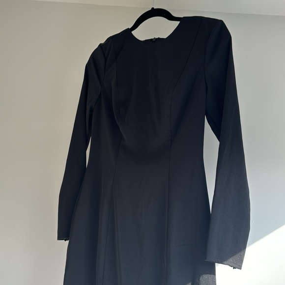 Mac Duggal LONG SLEEVE ASYMMETRICAL BEADED FRINGE HEM MINI DRESS - Picture 15 of 17